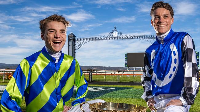 Ms Price’s sons and jockeys Ben and Will Price. Picture: Tom Huntley