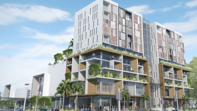 An artist's impression of Gowings proposed hotel slated to be built on top of Coffs Central in Harbour Dr.