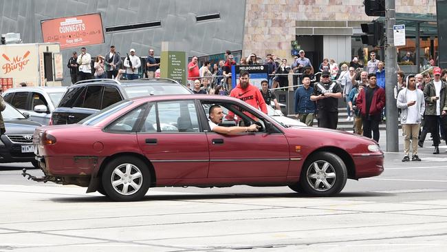 Gargasoulas near Federation Square on the day of the attacks. Picture: Tony Gough