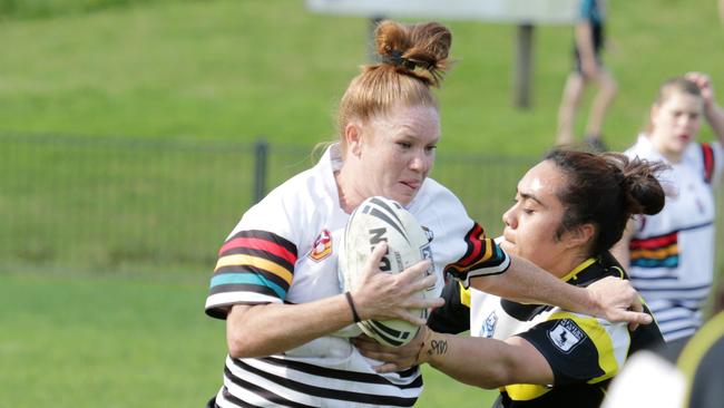 Sutton, pictured playing for Berkeley Vale in a Sydney-based competition, has played a key role in the development of women’s rugby league on the Coast.