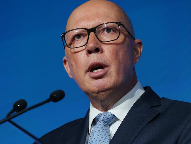 31/01/2025. The Leader of the Opposition Peter Dutton gives keynote address at the Menzies Research Centre event held at the Shangri-La Hotel  in Sydney. Britta Campion / The Australian