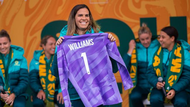 Lydia WILLIAMS.COMMBANK Matildas FIFA Womens World Cup 2023 Squad presentation at Federation Square. Hundreds of fans turn out in their green and gold to support the players ahead of the World Cup. Picture: Jason Edwards