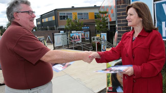 ALP candidate Cindy Cagney at Oran Park Public School. Picture: Robert Pozo