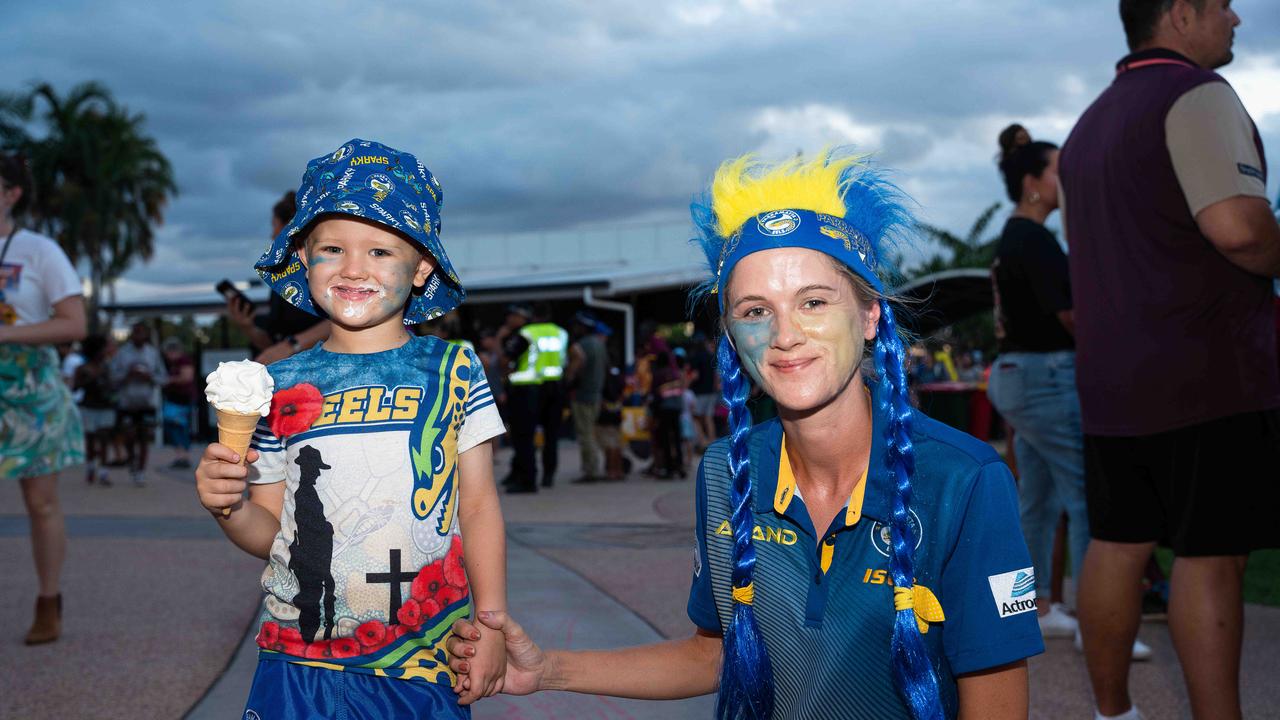 Emily and Luka Prsa supporting the Eels at the 2023 NRL match at TIO Stadium. Picture: Pema Tamang Pakhrin