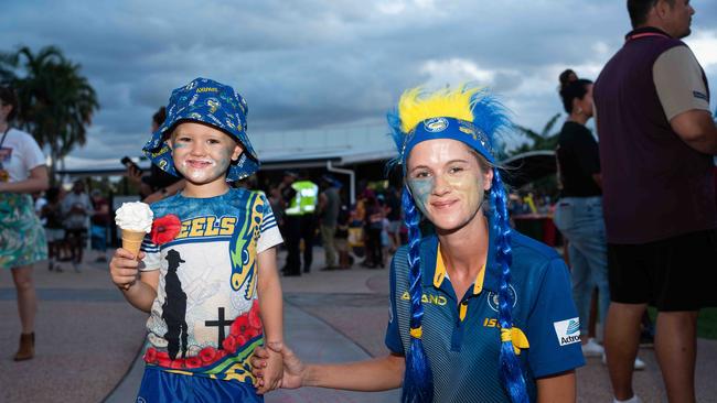 Emily and Luka Prsa supporting the Eels at the 2023 NRL match at TIO Stadium. Picture: Pema Tamang Pakhrin