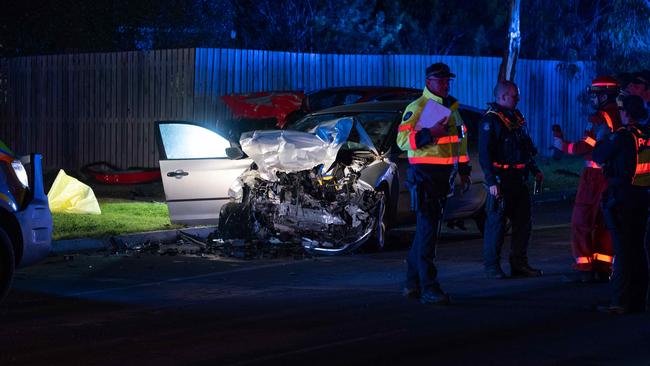 Emergency services at the scene of a collision in Marshall. Picture: Brad Fleet.