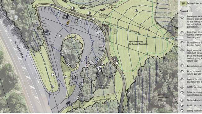 Option 1 of the Pat Morton Precinct – Car Park and Shared Path Concept Design, by Ballina Shire Council.