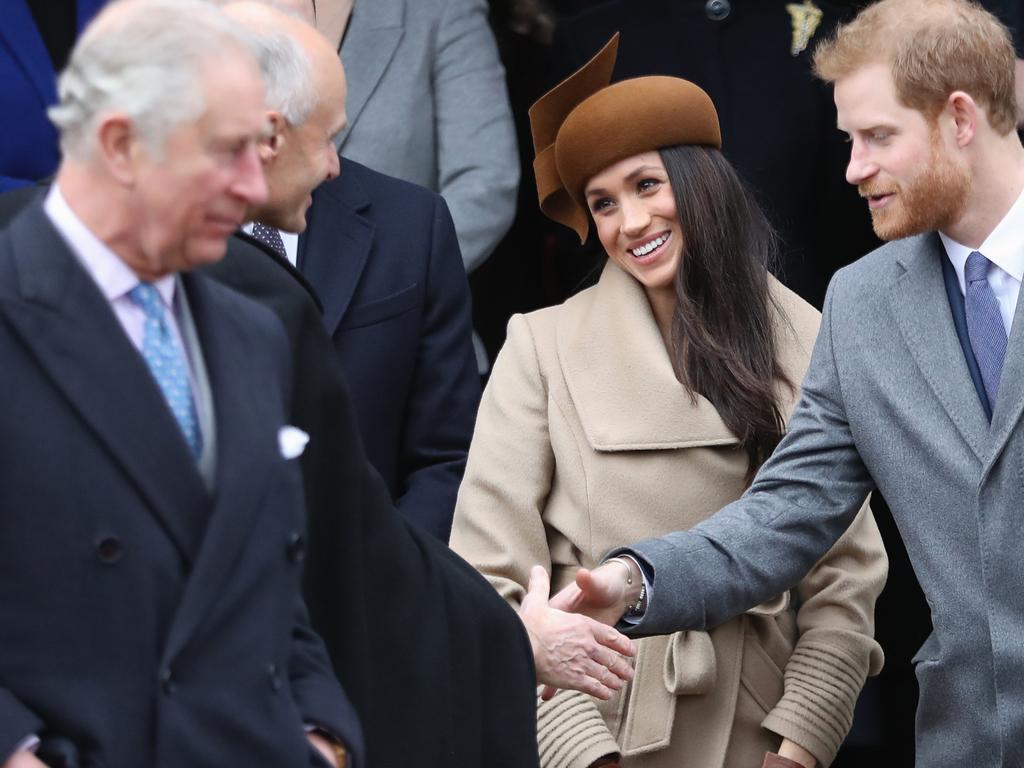 KING'S LYNN, ENGLAND - DECEMBER 25:  Prince Charles; Prince of Wales Catherine, Duchess of Cambridge, Meghan Markle and Prince Harry attend Christmas Day Church service at Church of St Mary Magdalene on December 25, 2017 in King's Lynn, England.  (Photo by Chris Jackson/Getty Images)