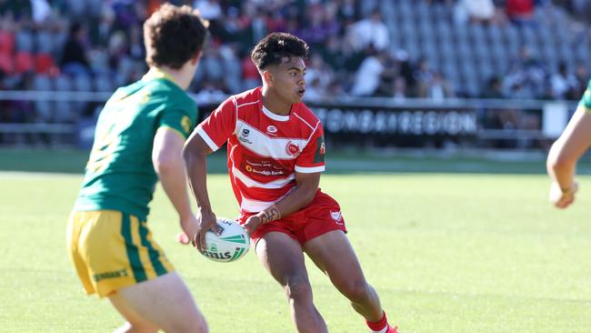 PBC 1.  Keano Kini, Queensland Schoolboy Phil Hall Cup rugby league grand final between Palm beach Currumbin SHS and St Brendan's College, Redcliffe. Picture: Liam Kidston