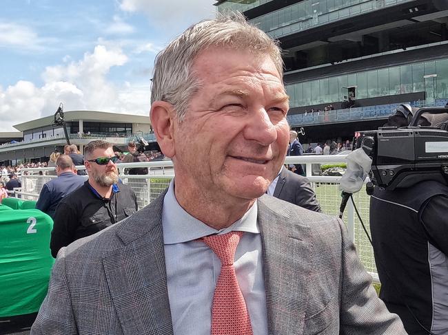 SYDNEY, AUSTRALIA - OCTOBER 01: Kris Lees looks on after winning  race 3 the Schweppes Handicap with Hosier during Sydney Racing at Royal Randwick Racecourse on October 01, 2022 in Sydney, Australia. (Photo by Mark Evans/Getty Images)