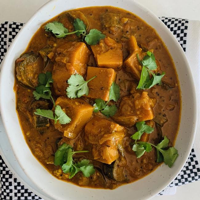 Reece Hignell's Vegan Pumpkin and Onion Curry. Picture: Supplied