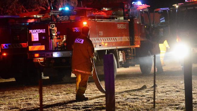 Firefighters have battled a grassfire in Cranbourne. Picture: Lawrence Pinder