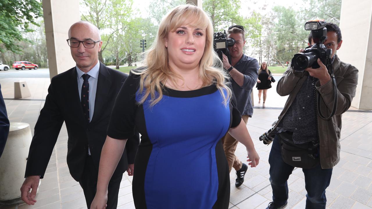 Rebel Wilson arriving at the High Court in Canberra. Picture Kym Smith