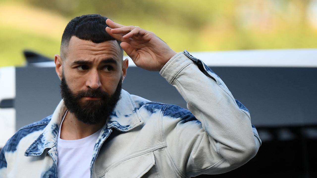 France's forward Karim Benzema arrives for a get-together, two days before the French national team leave for the upcoming Qatar 2022 World Cup.