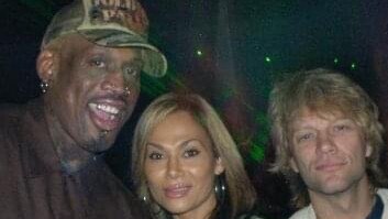 Campbell with Dennis Rodman and Jon Bon Jovi. Picture: Supplied