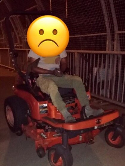 Abrar Alif was charged with drink driving after riding a lawnmower at Ettalong Rd, Greystanes on November 26. Picture: NSW Police