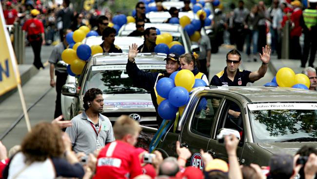 West Coast Eagles coach John Worsfold and Chris Judd lead the parade in 2006.