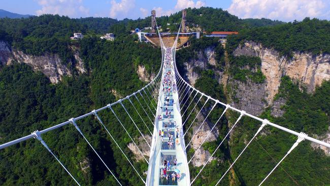 Longest glass bridge in the world opens in China | news.com.au ...