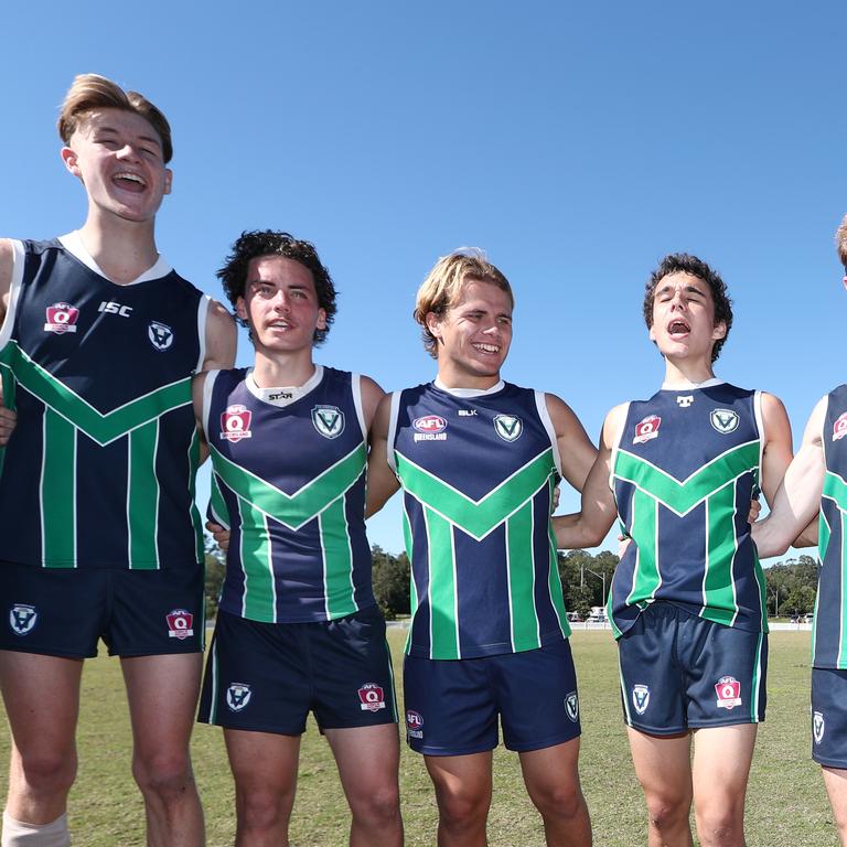 Action from the AFLQ Schools of Excellence competition. Picture: AFLQ