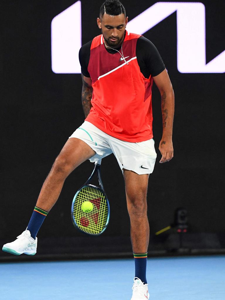 Nick Kyrgios is tennis’ ultimate showman. Photo by William WEST / AFP