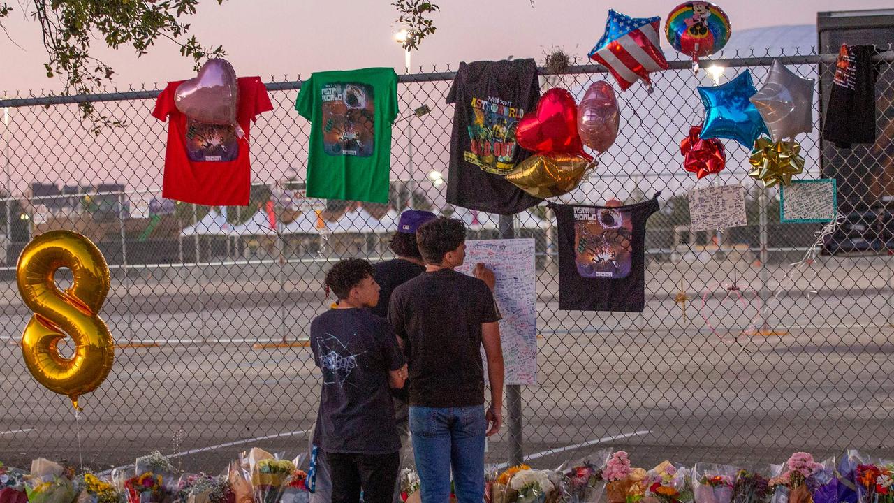 A makeshift memorial at the NRG Park grounds where a crowd surge at the Astroworld Festival in Houston, Texas, left 10 people dead. Picture: Thomas Shea/AFP