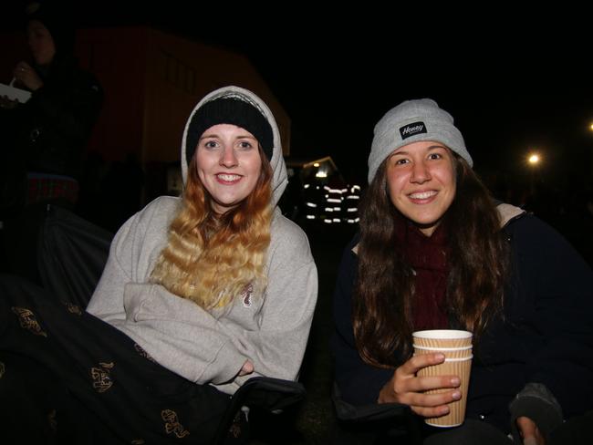 Backpackers Carla Deeny and Nicole Baier enjoy their night at the Killarney Bonfire and Fire Drum NightPhoto: John Towells