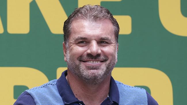 Socceroos coach Ange Postecoglou at a public reception for the team in Sydney on Thursday.