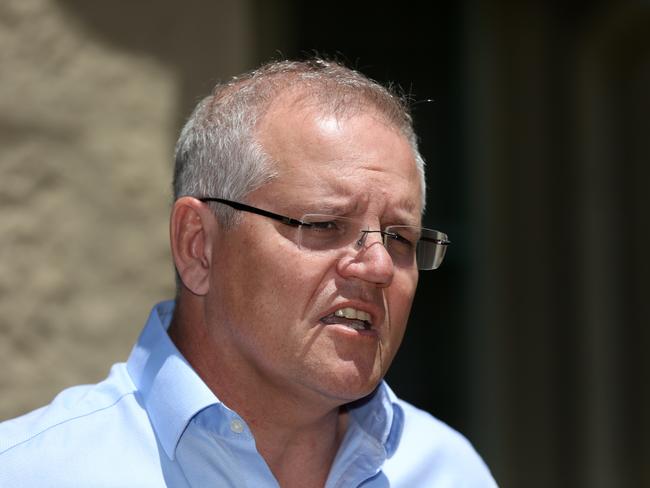 Scott Morrison declined to address questions about whether this year’s unprecedented fires were linked to global warming yesterday. Picture: Danny Casey