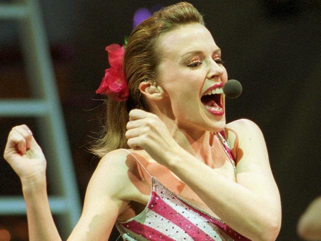 Kylie Minogue on stage in Melbourne in April 2001: Pic Cameron Tandy