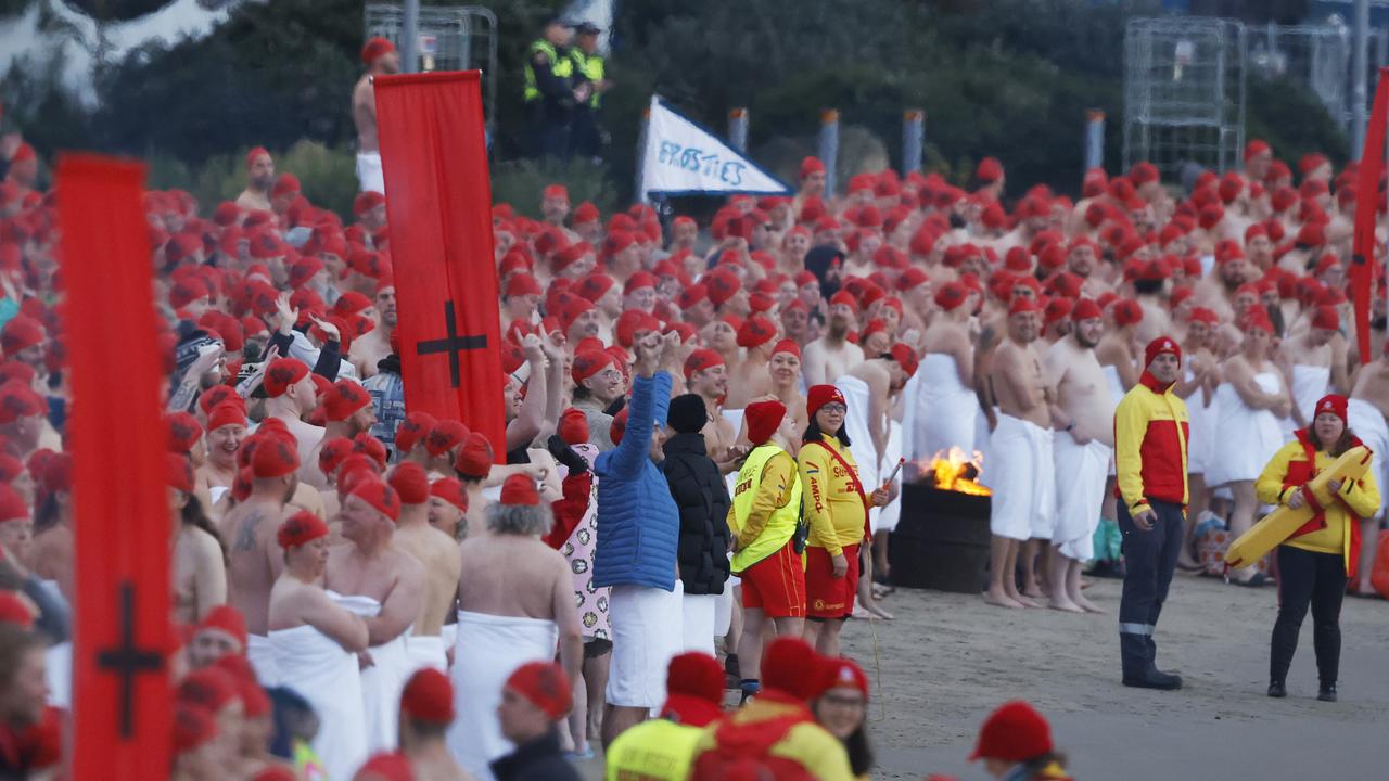 Dark Mofo Nude Solstice Swim 2024 at Long Beach Sandy Bay. Picture: Nikki Davis-Jones