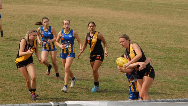 Northern Rivers Tigers kick against Wolves.