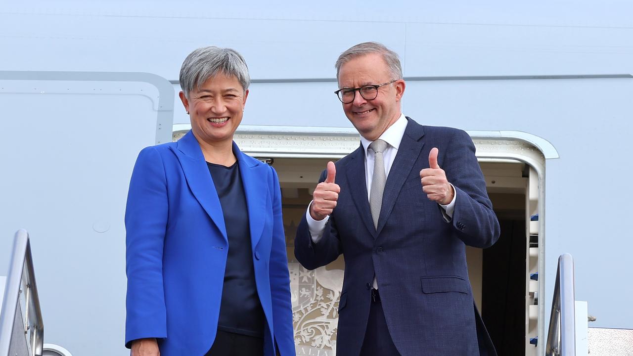 Prime Minister Anthony Albanese and Foreign Minister Penny Wong are on their way back to Australia following a whirlwind trip to Japan for the Quad Leaders Summit. Picture: David Gray/Getty Images)
