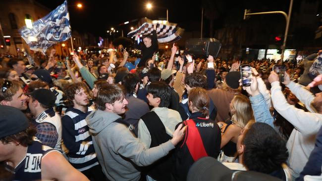 In Geelong, celebrations erupted in Ryrie St. Picture: Alan Barber