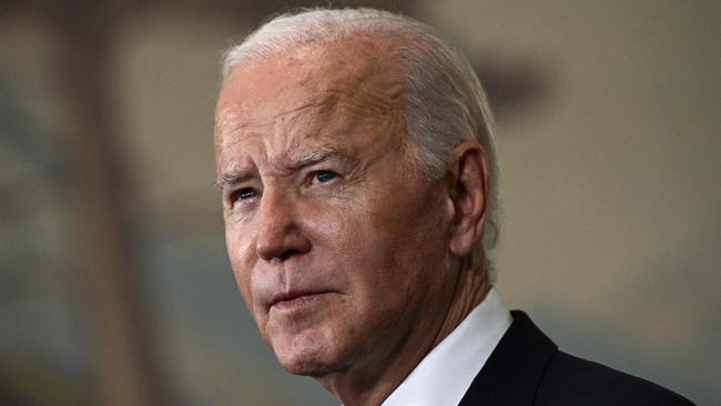 US President Joe Biden speaks during a press conference after meeting with Chinese President Xi Jinping during the Asia-Pacific Economic Cooperation (APEC) Leaders' week in Woodside, California on November 15, 2023. US President Joe Biden and Chinese President Xi Jinping shook hands and pledged to steer their countries away from conflict on November 15, 2023, as they met for the first time in a year at a high-stakes summit in California. (Photo by Brendan SMIALOWSKI / AFP)