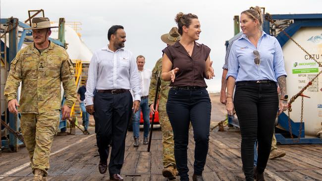 Chief Minister Lia Finocchiaro (second from the right) officially launched NT Defence Week on Friday afternoon. Picture: Country Liberal Party.