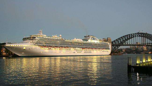 Cruise ship Diamond Princess is no longer part of the waterscape at the Overseas Passenger Terminal. Picture: Bill Hearne