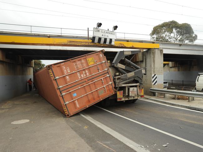 Another truck collides with the Napier St bridge in Footscray.