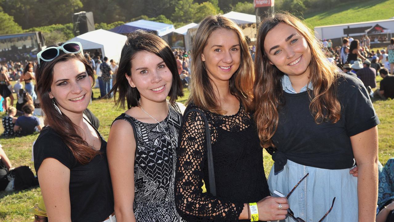 Jasmin Seychell-Longfield, Lucy McGuire, Talia Buckberry and Cassie Jackson at the Big Pineapple Music Festival in 2015. Picture: Greg Miller