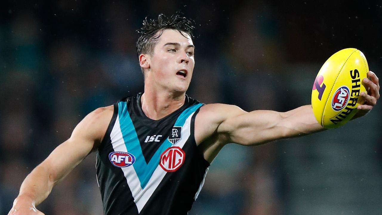 Connor Rozee in action during last year’s premlinary final against Richmond. Picture: AFL Photos via Getty Images