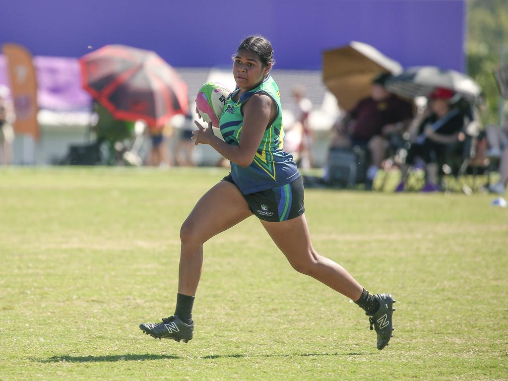 Cavendish Road State High V Innisfail State High at the 2024 Gold Coast Titans All Schools Touch Football Picture: Glenn Campbell