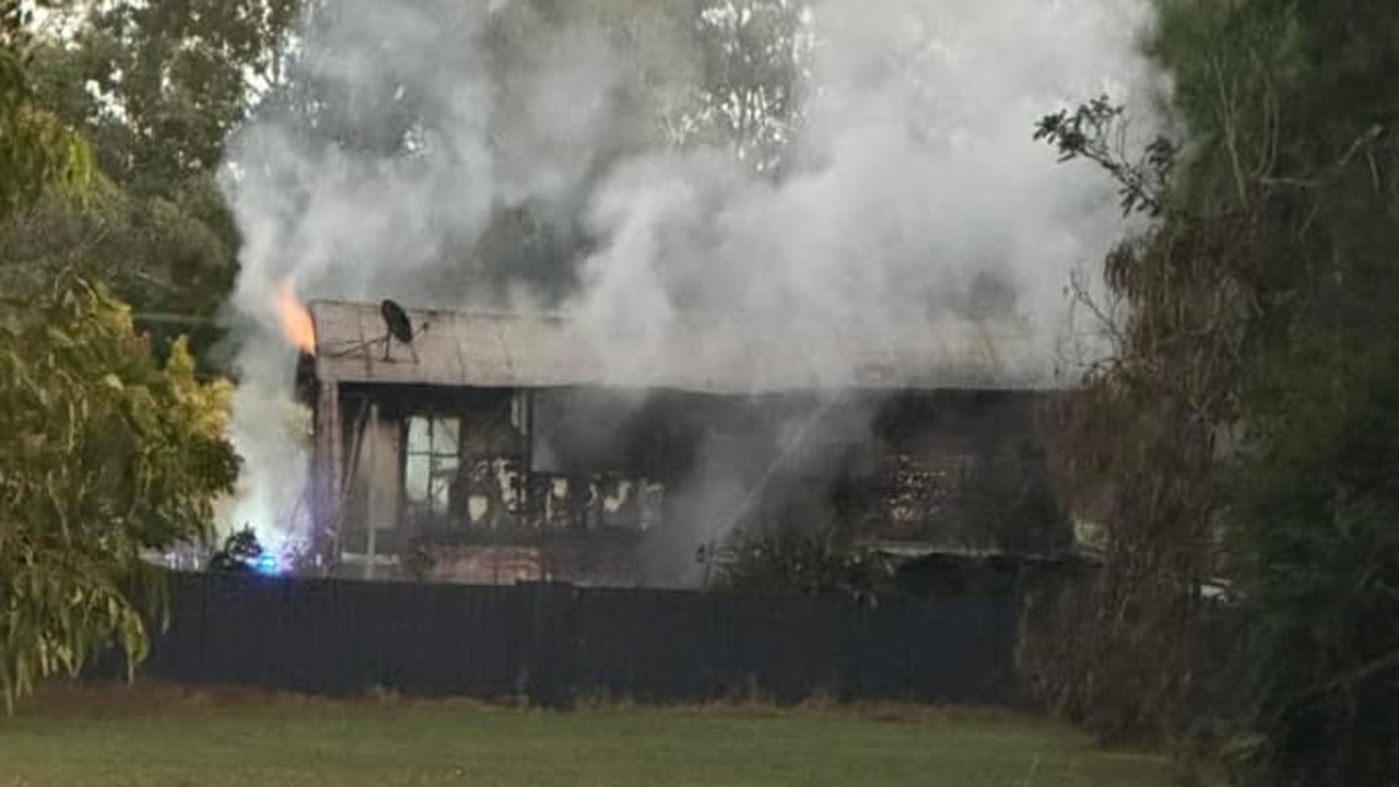 The home was engulfed by flames which spread from a car fire. Picture: Shari Hall/Facebook