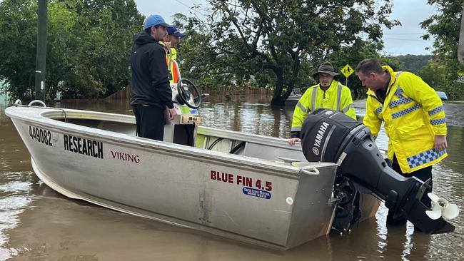 A Southern Cross University research boat working with police in rescue efforts in Lismore. Picture: Bradley Eyre