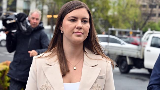 Brittany Higgins arrives at the ACT Supreme Court in Canberra on October 5. Picture: AAP Image/Mick Tsikas