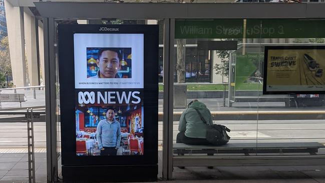 Prominent advertising in sought-after inner-city locations in Melbourne and Sydney have been on display in recent weeks, promoting the ABC’s online streaming and news services.