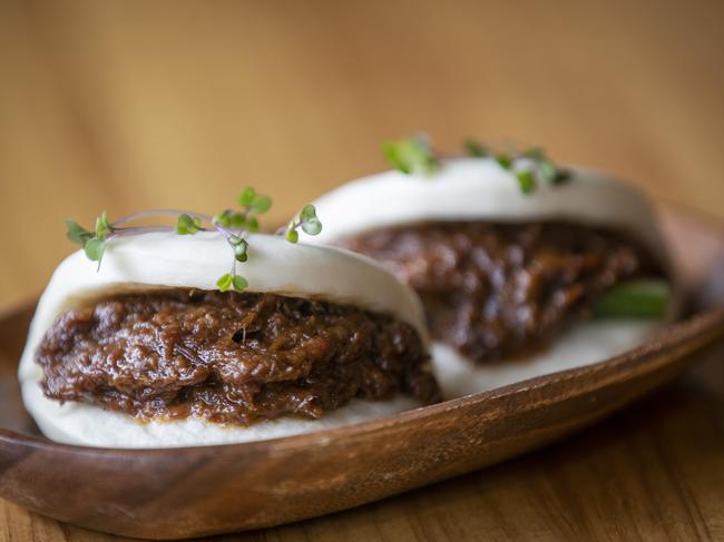 Bite Me’s soft bao buns, which envelop classic, slightly sweet massaman beef curry pieces. Picture: Chris Kidd