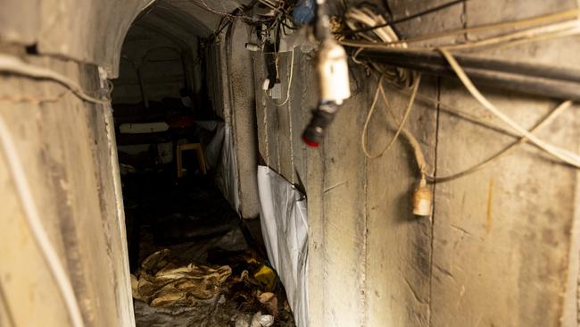 A tunnel where Hamas leader Mohammed Sinwar’s body was found under the Gaza European Hospital near Khan Yunis. Picture: Getty Images.