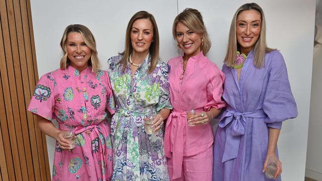 Sam Costello (left), Sally Phillips (middle left), Kym Hodgkinson (middle right) &amp; Stephanie Ockenden (right) at the Sally Phillips VIP drinks. Picture: Keryn Stevens