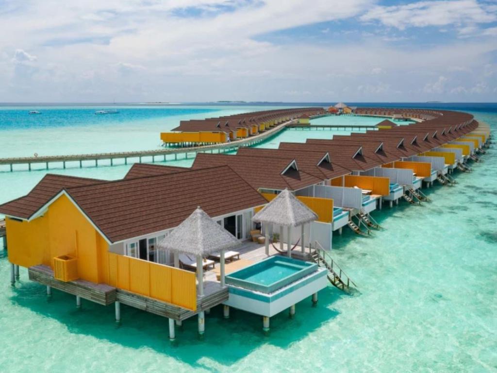 The Standard’s only resort – which opened in the Maldives in November with an effortlessly cool, social vibe – is surrounded by a reef that makes for stellar snorkelling. Picture: The Standard Maldives