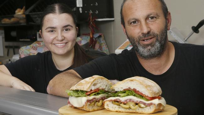 Josephine Molluso and her dad Joe make a smashing sandwich. Picture: John Appleyard