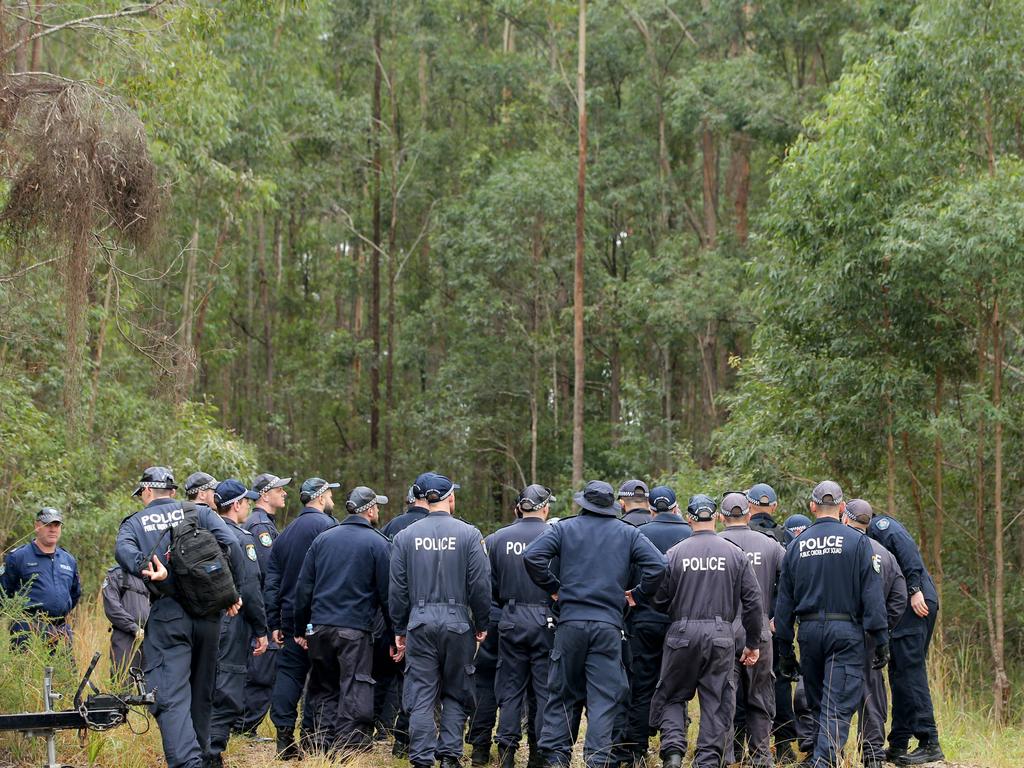 Police congregating in the small town of Kendall in the search for William Tyrrell. Picture: Nathan Edwards